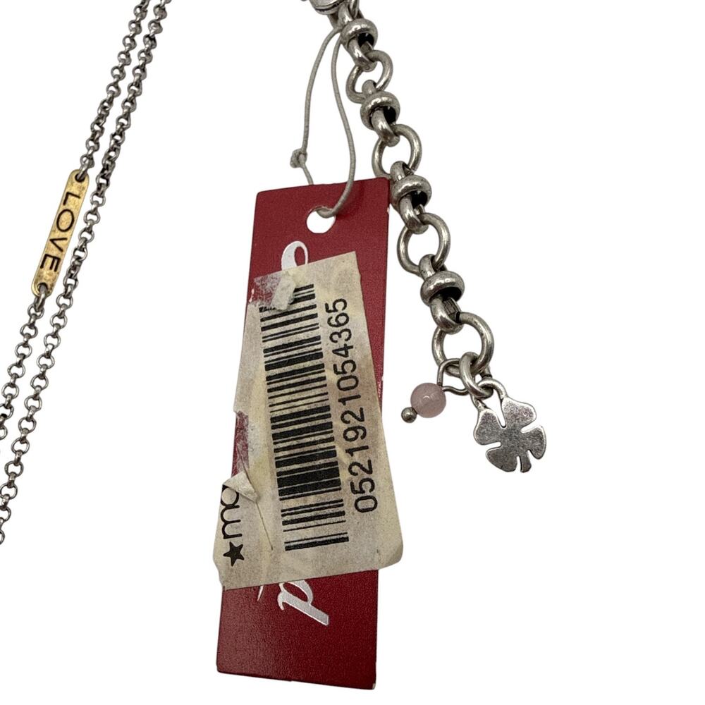 Lucky Brand Silver-Tone Heart Hands Pendant Necklace with "LOVE" Bar 16” - 18” - Picture 4 of 4